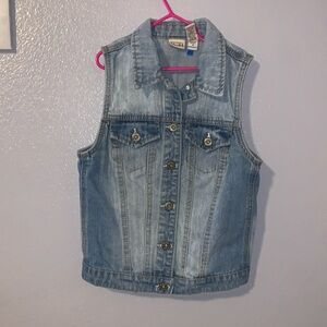 Mudd Girls Small Sleeveless Denim Button Up Vest
